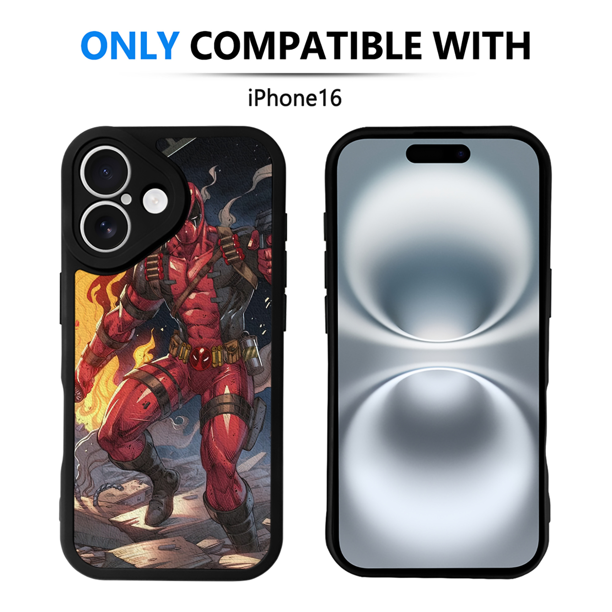 （画像用） Deadpool デッドプール 【iPhone 16シリーズ対応】シリコンスマホケース（レザー調） 材質：シリコン
